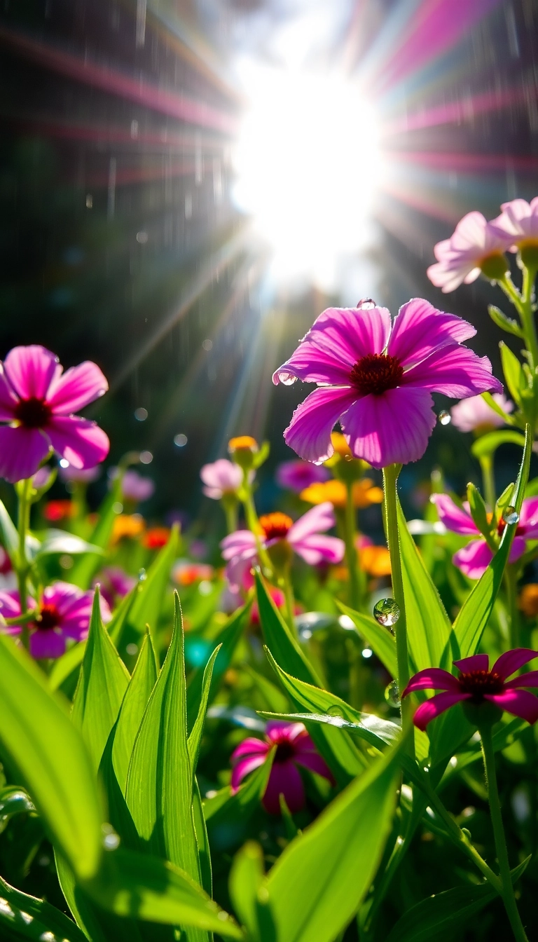 Best AI Spring Rain Garden Phone Photogenic Wallpaper